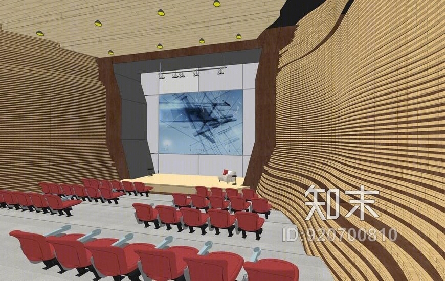 现代多功能报告厅SU模型下载【ID:920700810】