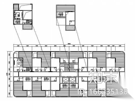 酒店式公寓LOFT户型组合平面图施工图下载【ID:166235138】