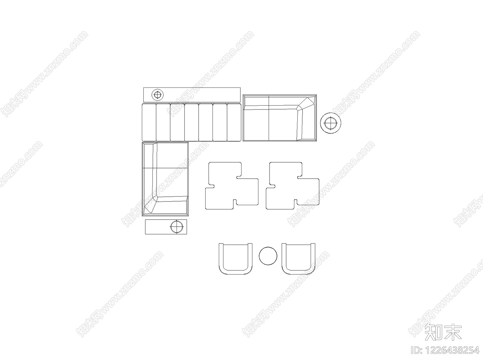 工装办公家具图块cad施工图下载【ID:1226438254】