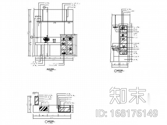 成品时尚小吧台立面详图cad施工图下载【ID:168176149】