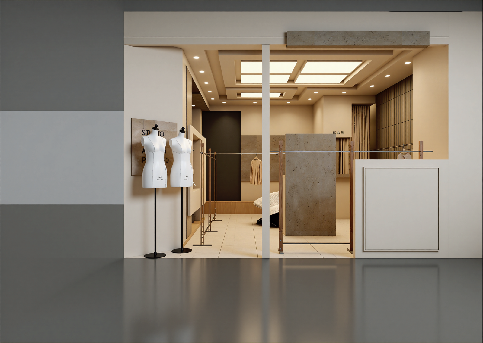 侘寂服装展厅3D模型下载【ID:1215158334】