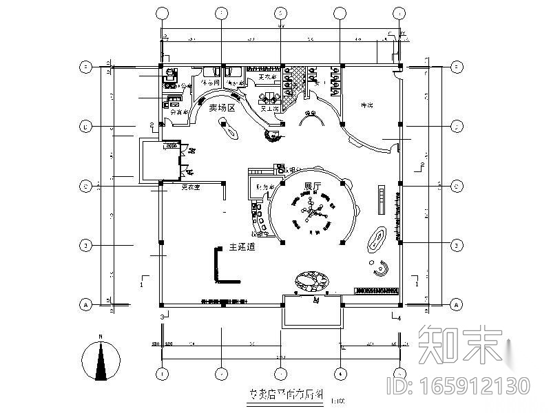 [毕业设计]某女装专卖店设计图（含效果）cad施工图下载【ID:165912130】