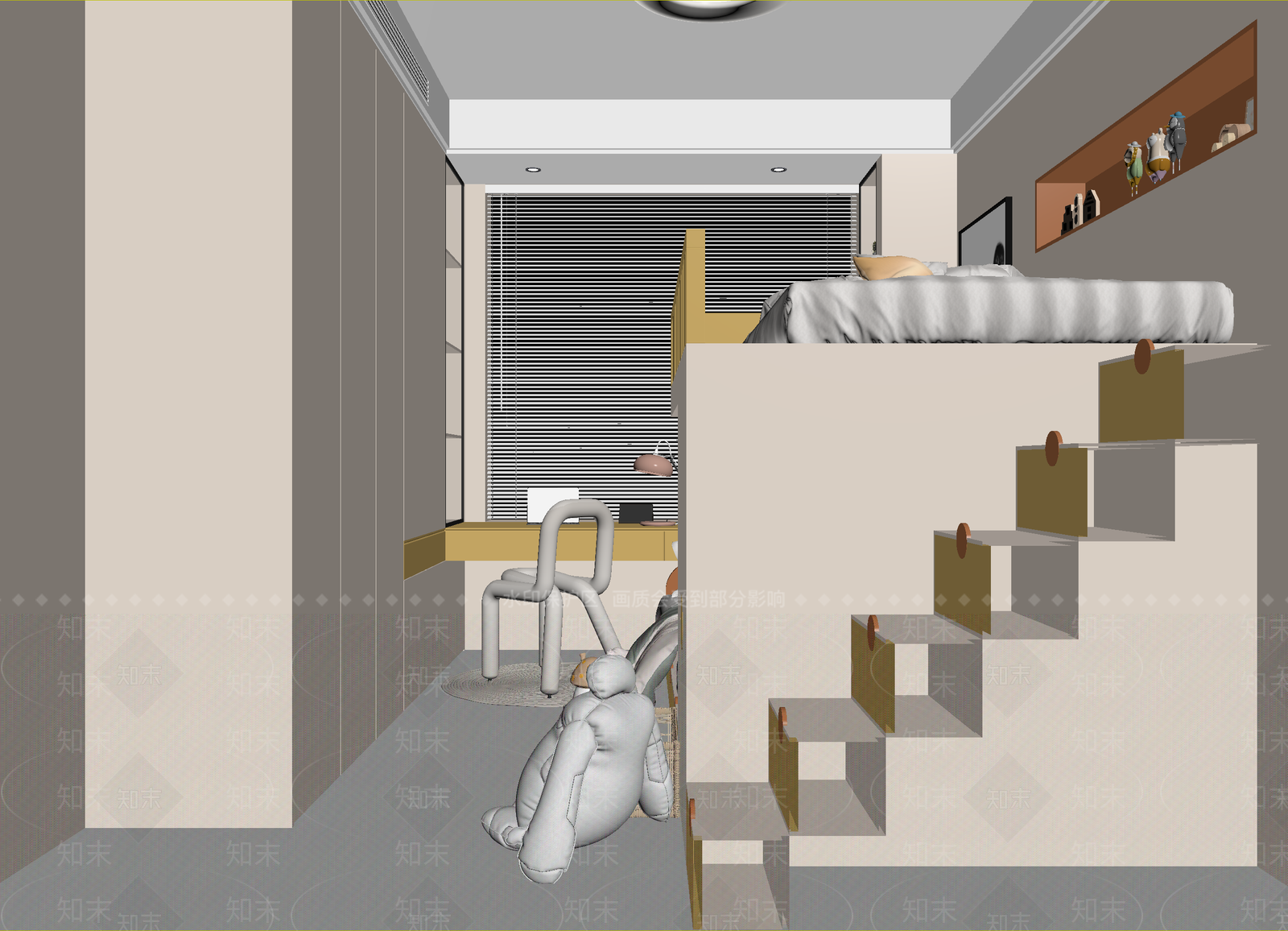 现代通用儿童房3D模型下载【ID:1214694380】