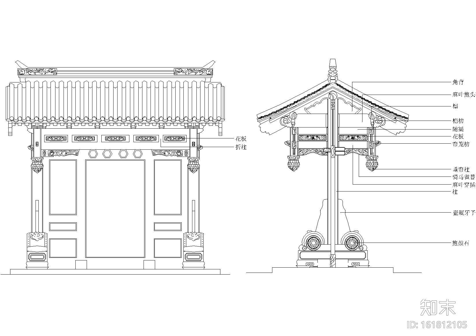 中式室内装饰CAD图库（门，窗，隔断等）cad施工图下载【ID:161812105】