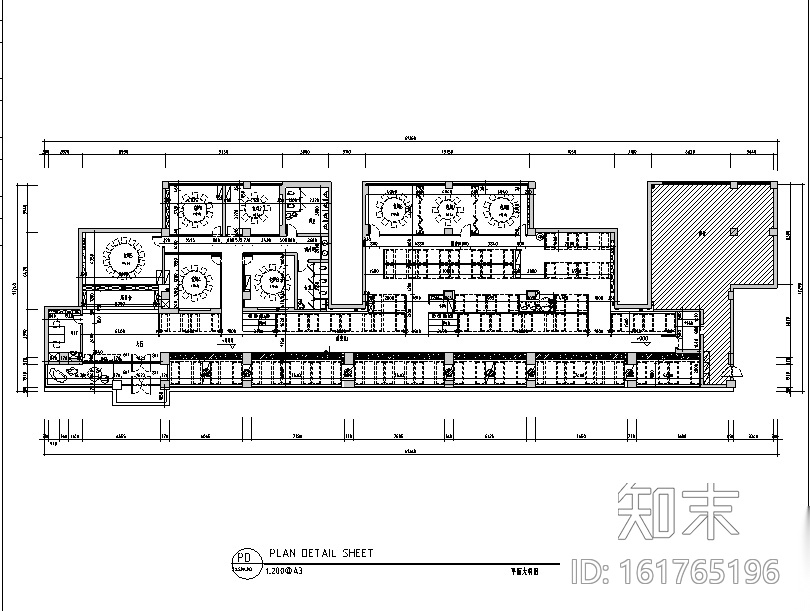 [新疆]青花瓷主题火锅店设计施工图（附效果图）cad施工图下载【ID:161765196】