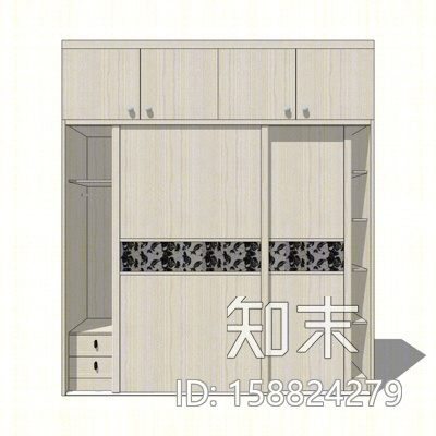 现代实木衣柜SU模型下载【ID:158824279】