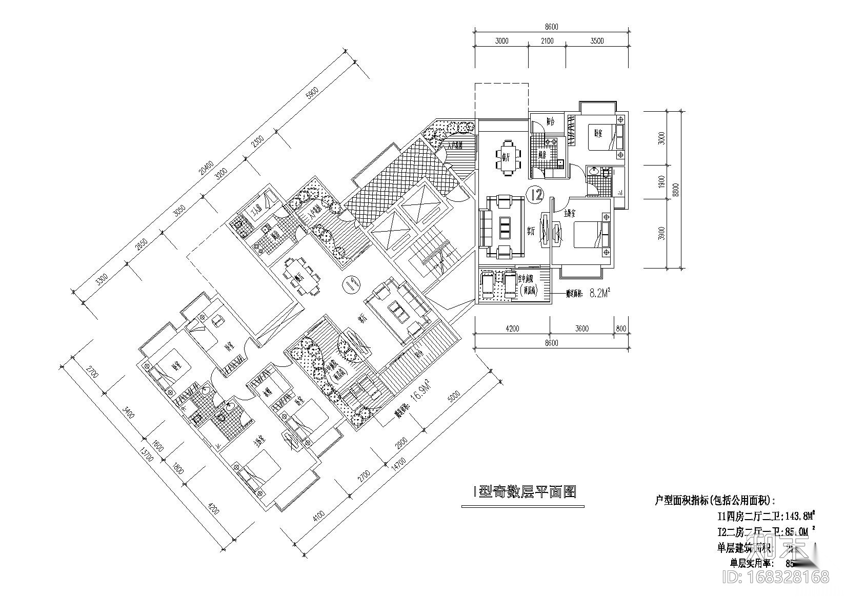 [广东]东江明珠花园西区居住区住宅户型图施工图下载【ID:168328168】