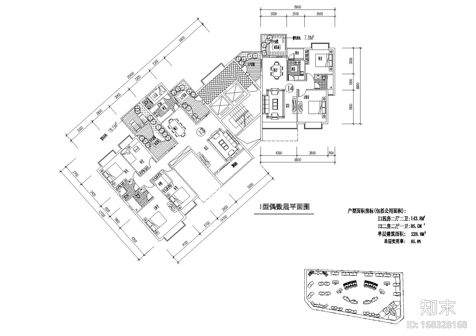 [广东]东江明珠花园西区居住区住宅户型图施工图下载【ID:168328168】