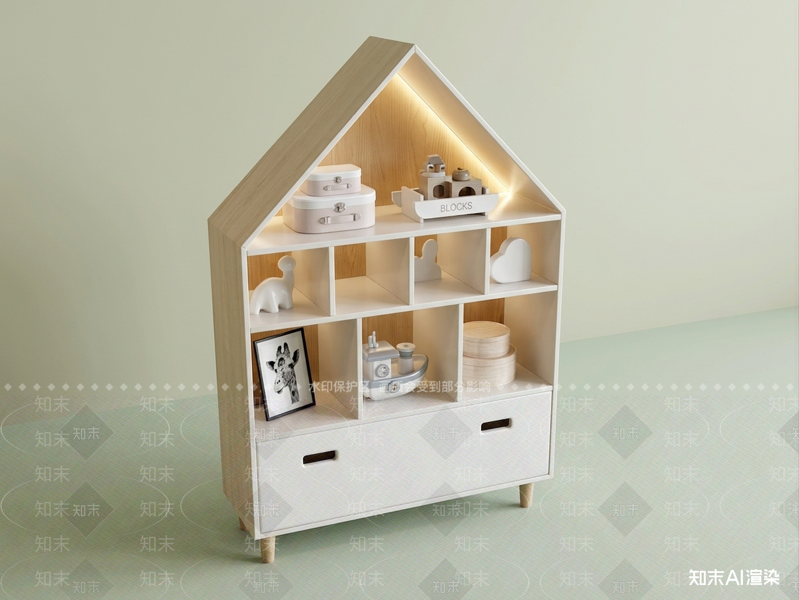 房屋造型储物架储物柜3D模型下载【ID:1227574404】