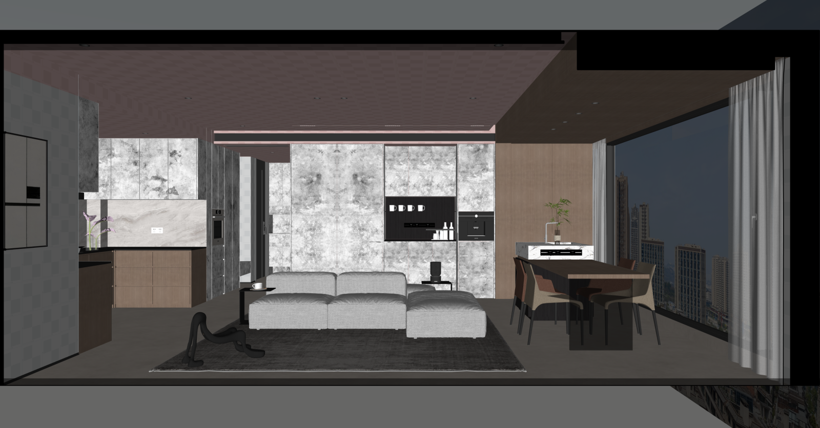 现代家居客厅SU模型下载【ID:1216055601】