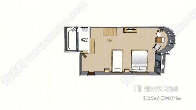 旅馆客房SU模型下载【ID:541000714】