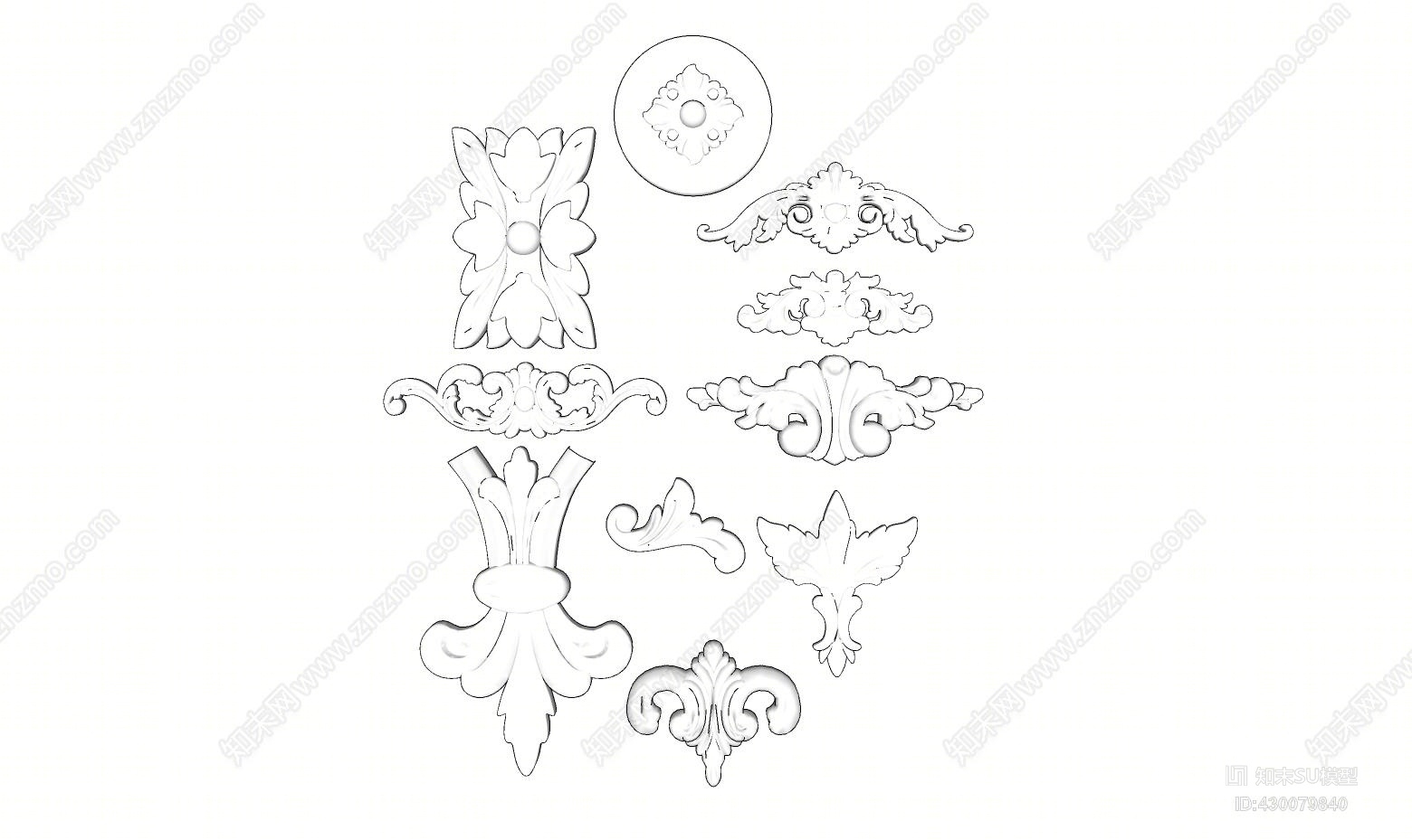 SU草图大师模型欧式雕花构件SU模型下载【ID:430079840】
