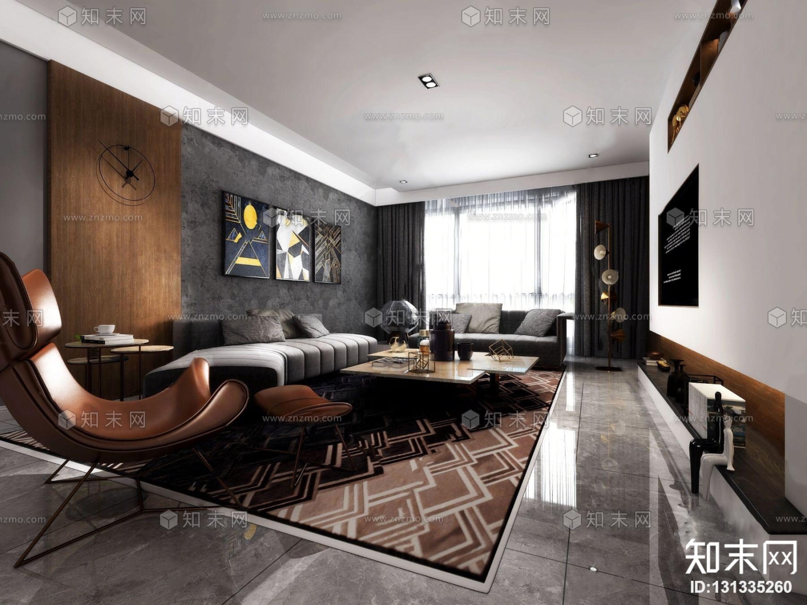 现代港式客厅3D模型下载【ID:131335260】