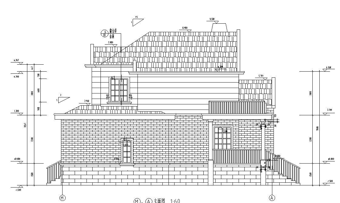 现代中式风格2层独栋别墅施工图设计cad施工图下载【ID:149888191】