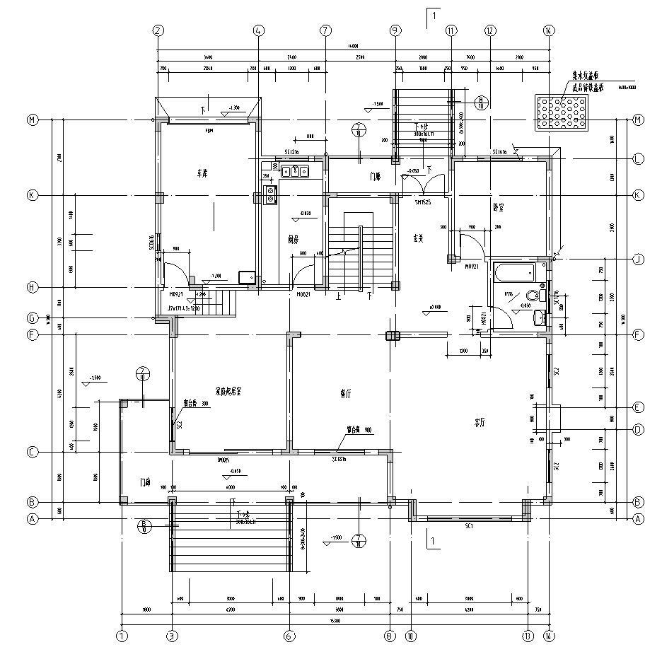 现代中式风格2层独栋别墅施工图设计cad施工图下载【ID:149888191】