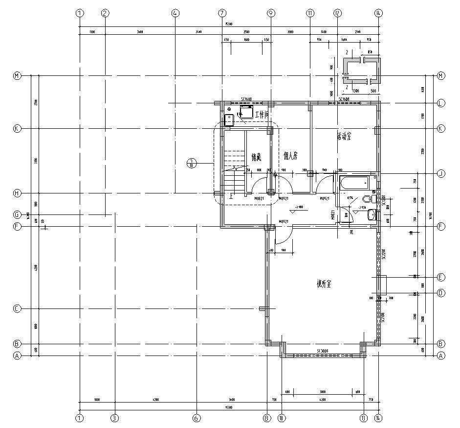 现代中式风格2层独栋别墅施工图设计cad施工图下载【ID:149888191】