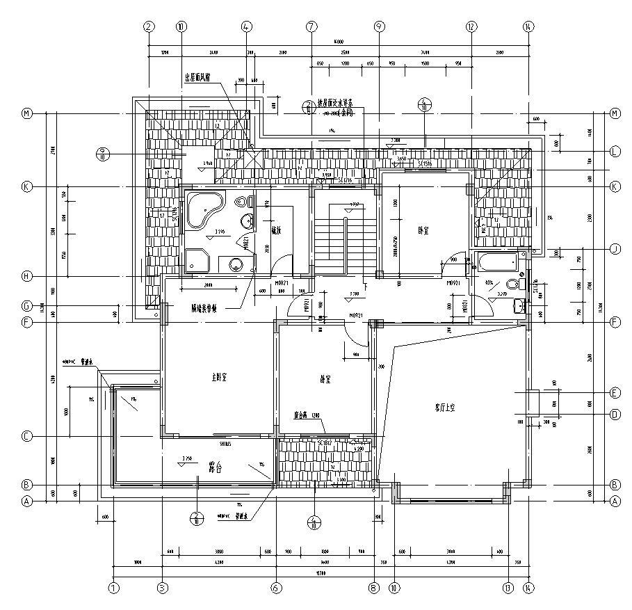 现代中式风格2层独栋别墅施工图设计cad施工图下载【ID:149888191】