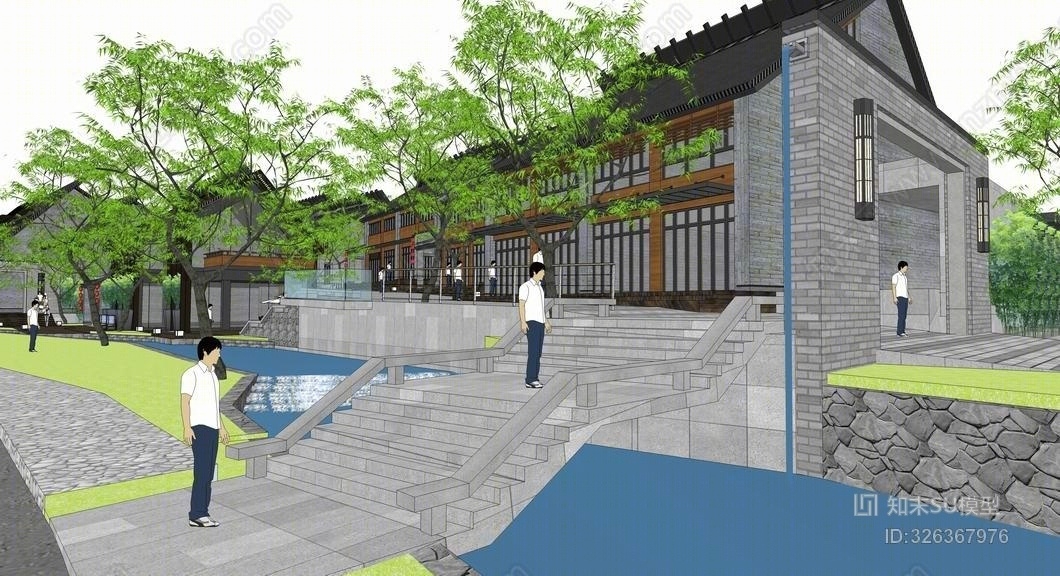 中式商业街SU模型下载【ID:326367976】