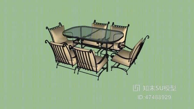 餐桌椅组合SU模型下载【ID:718056712】