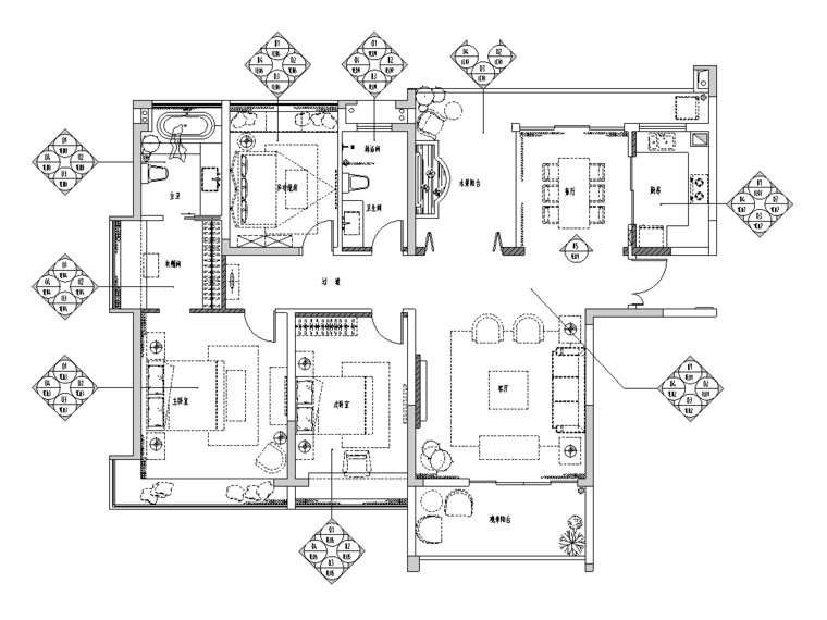 [广东]东莞某住宅样板房D3户型施工图cad施工图下载【ID:160494183】