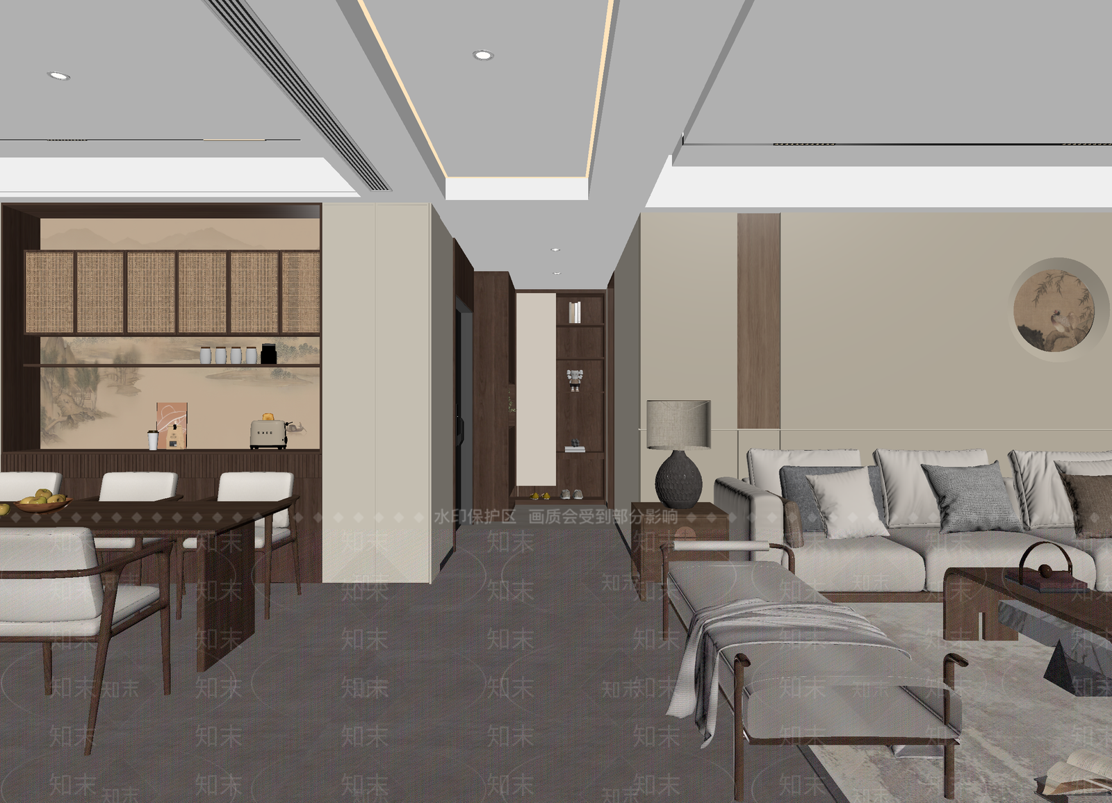 新中式客餐厅3D模型下载【ID:1215183137】