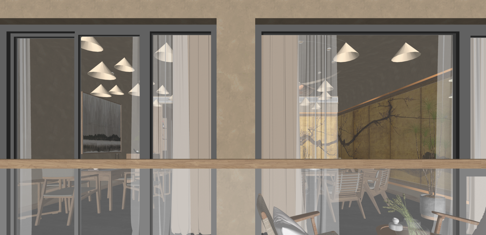 侘寂包厢SU模型下载【ID:1215990011】