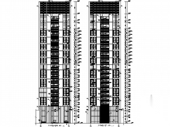 [深圳]十九层现代风格办公楼建筑施工图（经典立面）cad施工图下载【ID:167507101】