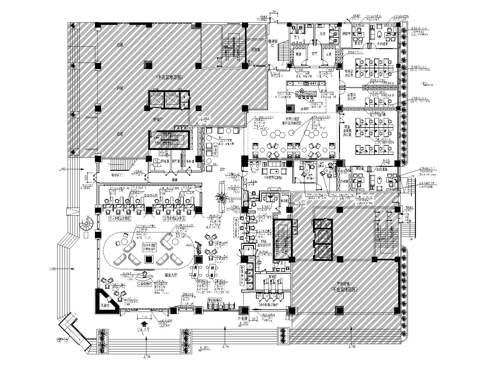 [六盘水]银行营业办公用房装饰装修图纸cad施工图下载【ID:160408479】