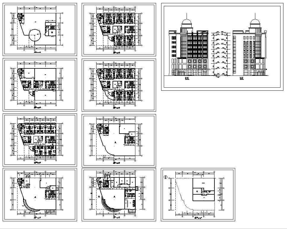 10套宾馆酒店建筑方案初设图CADcad施工图下载【ID:151524106】