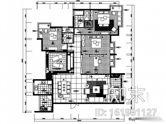 [重庆]花园暖调三居室装修图（含效果）施工图下载【ID:161901127】