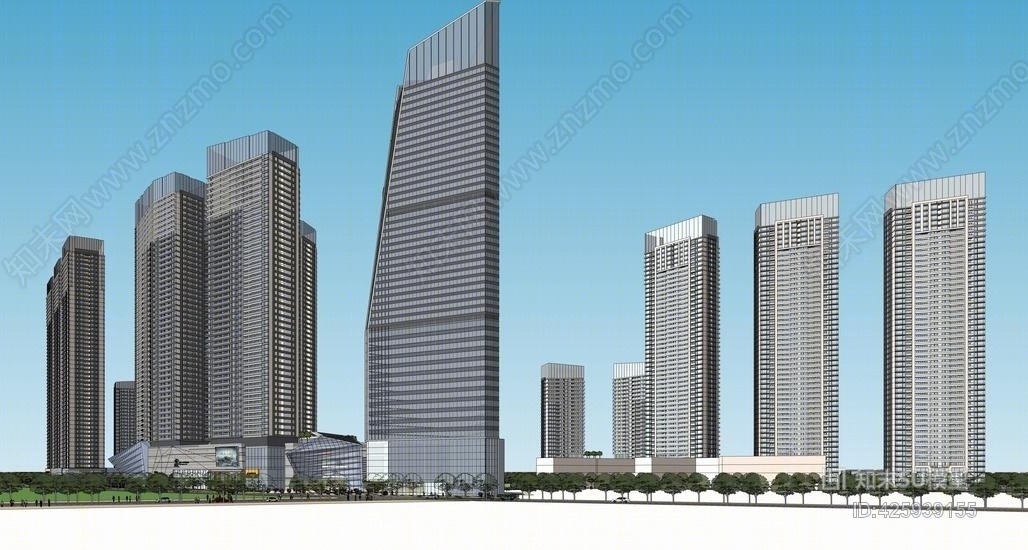 现代商业综合体SU模型下载【ID:425939155】