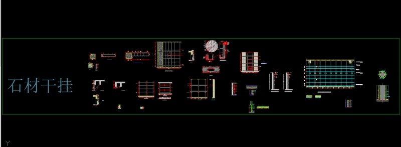 石材干挂cad剖面详图集合施工图下载【ID:149662141】