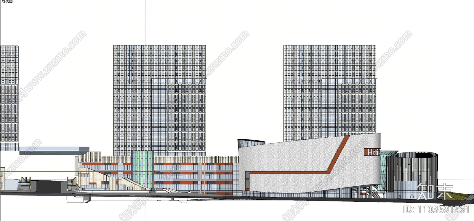 现代商业街SU模型下载【ID:1103691561】