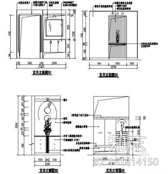 玄关图块cad施工图下载【ID:161814150】