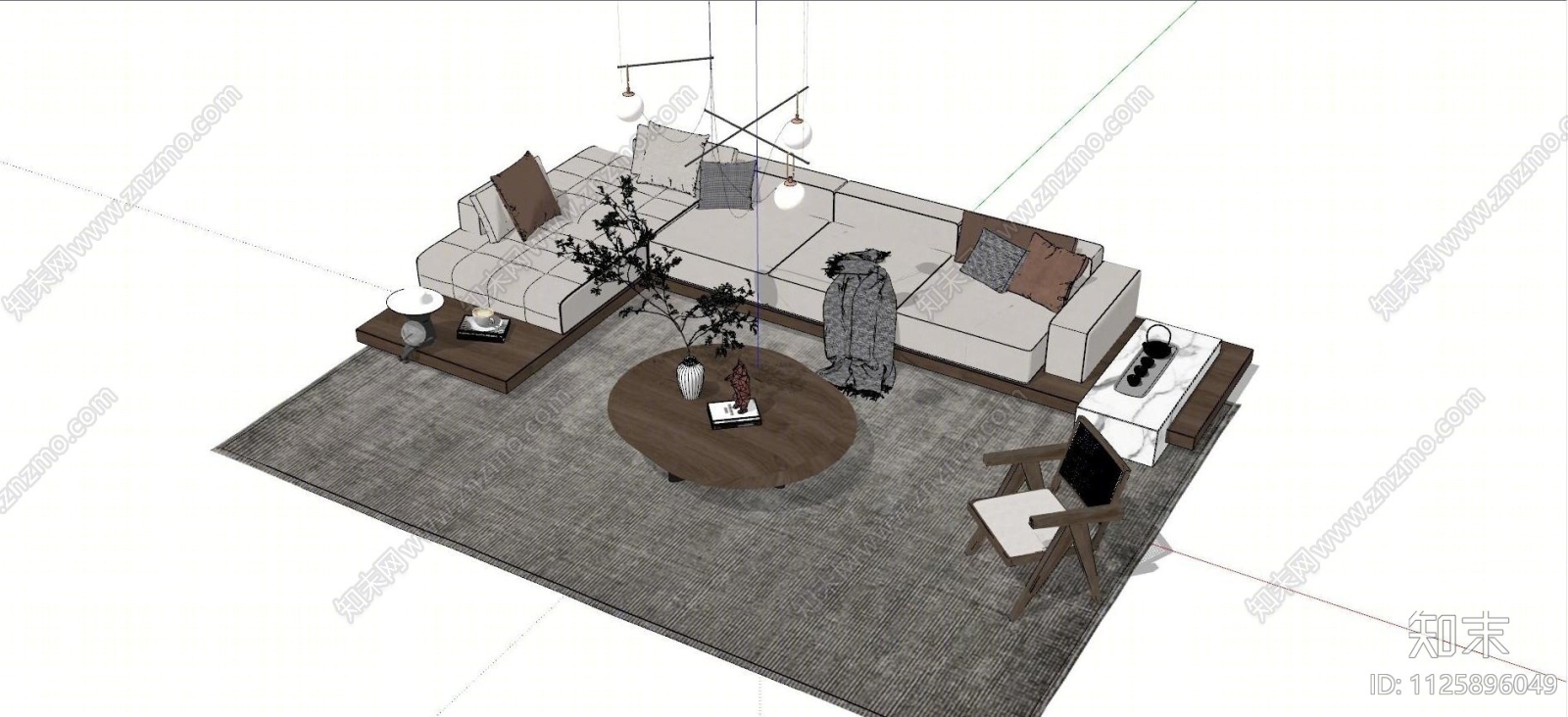 现代转角组合沙发SU模型下载【ID:1125896049】