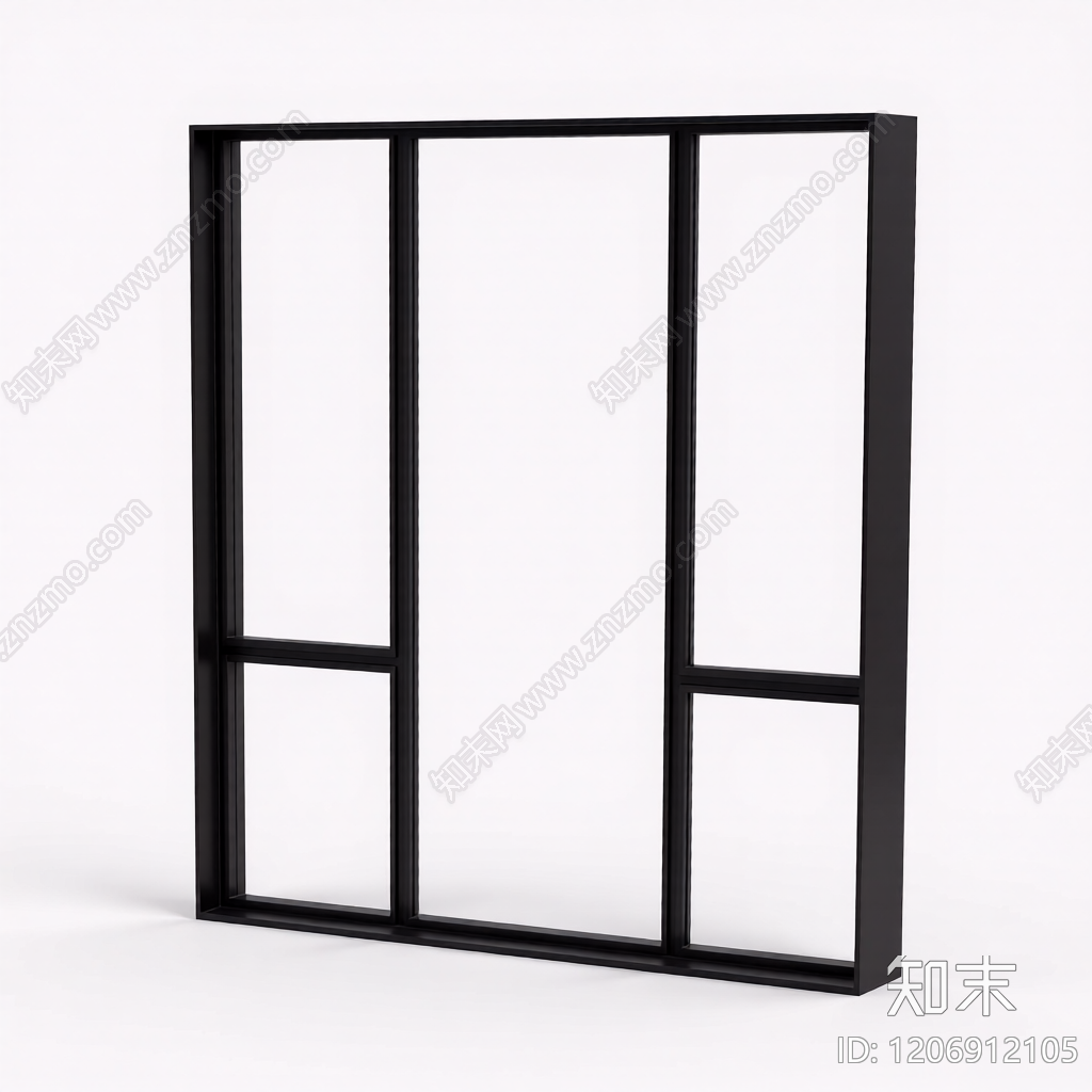 黑色框架玻璃隔断3D模型下载【ID:1206912105】