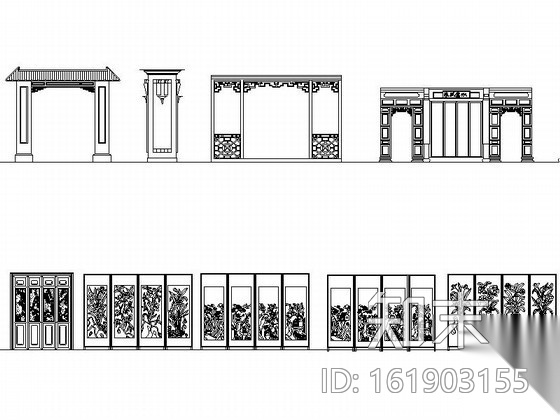 中式元素CAD图块cad施工图下载【ID:161903155】