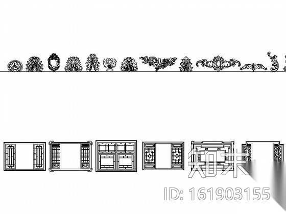 中式元素CAD图块cad施工图下载【ID:161903155】