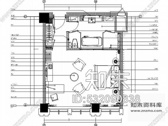 施工图辽宁现代化工业园办公楼标准客房单人床装修施工图cad施工图下载【ID:532090838】