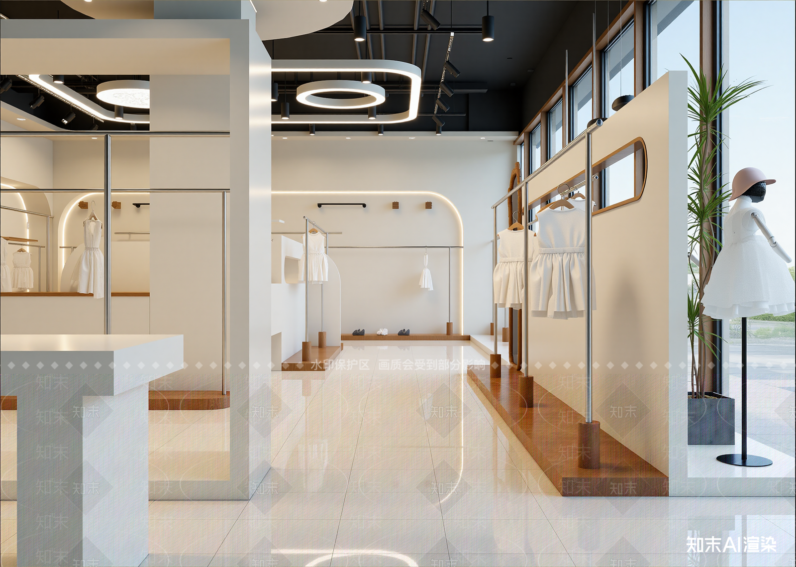 现代服装展厅3D模型渲染效果图