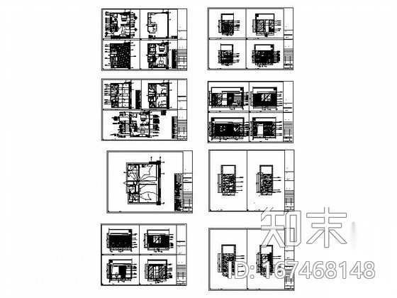 [重庆]现代简约四星级酒店商务套房装修施工图cad施工图下载【ID:167468148】