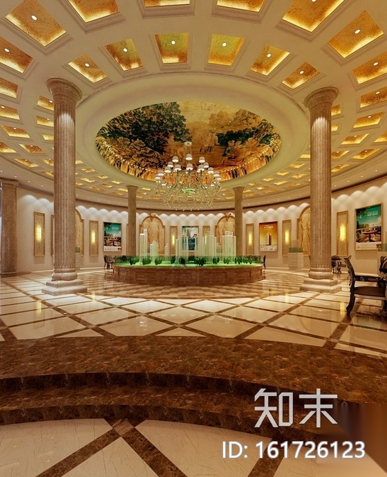 [福建]大型企业集团奢华售楼部AB区装修图（含效果）cad施工图下载【ID:161726123】