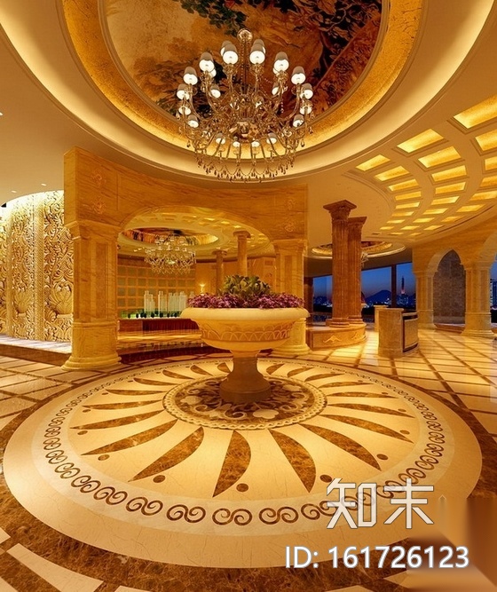[福建]大型企业集团奢华售楼部AB区装修图（含效果）cad施工图下载【ID:161726123】
