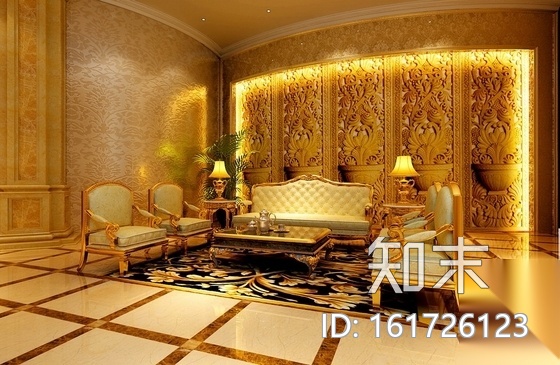 [福建]大型企业集团奢华售楼部AB区装修图（含效果）cad施工图下载【ID:161726123】