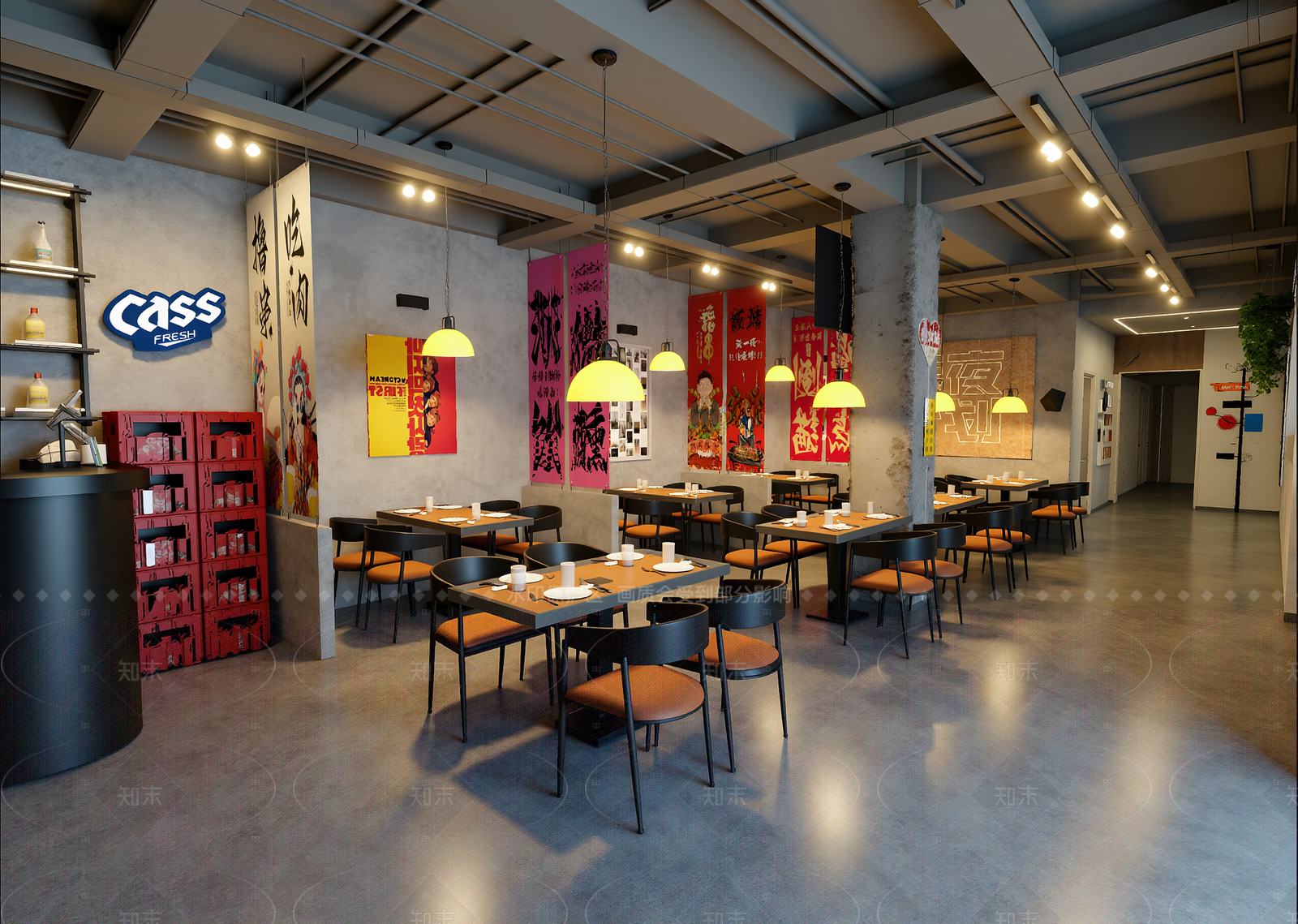 工业中餐厅3D模型下载【ID:1214938693】