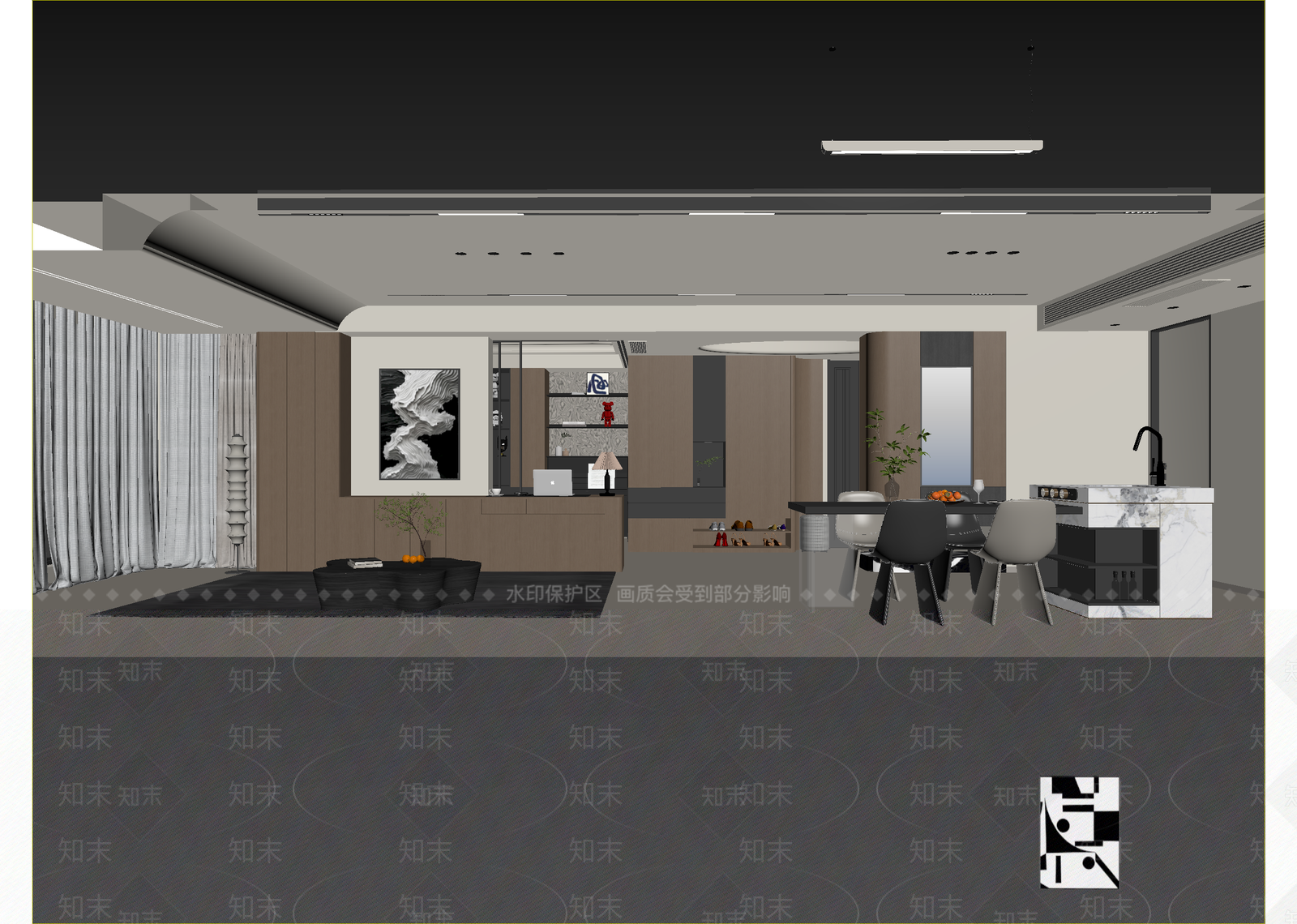 现代客餐厅3D模型下载【ID:1215170866】