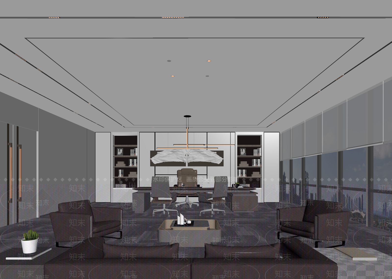 现代董事长办公室3D模型下载【ID:1215064324】