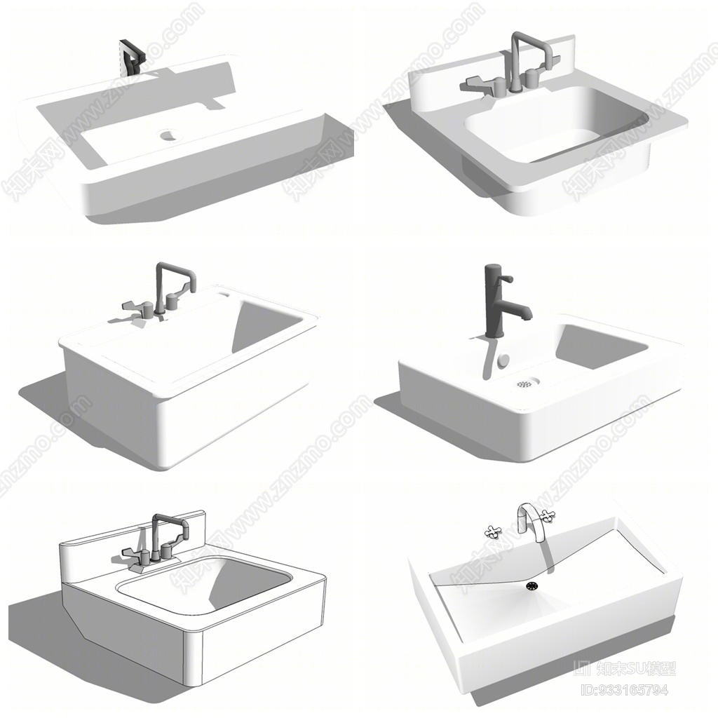 洗面盆SU模型下载【ID:933165794】