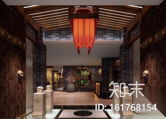 [成都]某中式火锅餐厅室内装修施工图（含效果）施工图下载【ID:161768154】