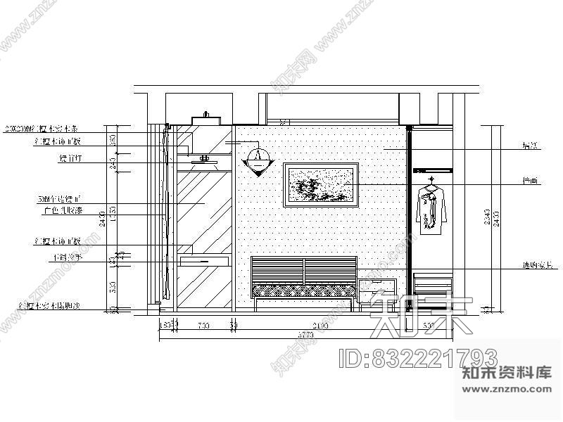 图块/节点次卧立面图cad施工图下载【ID:832221793】